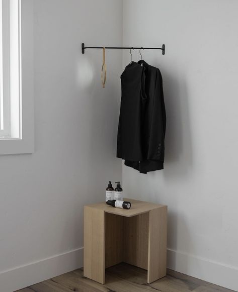 Corner Clothes Rack, Corner Coat Rack, Organize Life, Hanging Clothes Racks, Hanging Rack, Design Objects, Hanging Clothes, Clothes Rack, Simplistic Design