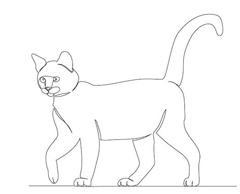 Cat Walking Drawing, Walking Drawing, Drawing Of Cat, Cat Walking, Cat Sketch, Drawing Simple, One Line Drawing, Cat Walk, All About Cats