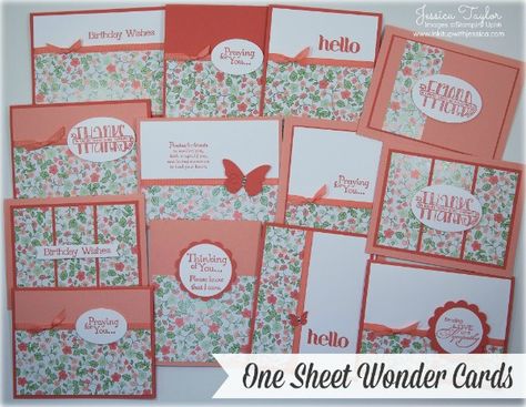 One Sheet Wonder Cards, Card Sketches Templates, Card Making Ideas, One Sheet Wonder, Making Greeting Cards, Spring Cards, Stamping Techniques, Card Making Techniques, Card Tutorials