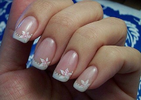 Simple plumeria Plumeria Nails, Nail Art French, French Manicure Designs, Fingernail Designs, Gold Glitter Nails, French Manicure Nails, French Nail Art, French Nail Designs, Striped Nails