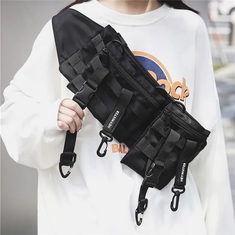 Cyberpunk Mode, Mode Cyberpunk, Mode Hip Hop, Moda Cyberpunk, Sewing Bags, Cyberpunk Fashion, Chest Rig, Outdoor Running, Belt Bags