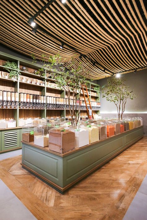 Gallery of Miligrão Store / Moca - 1 Bulk Store, Zero Waste Store, Grocery Store Design, Eco Store, Supermarket Design, Tea Store, Fruit Shop, Retail Store Design, Cafe Interior Design