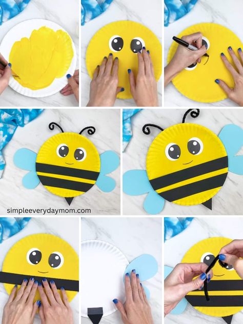 Bee Paper Plate, Paper Animal Crafts, Bumble Bee Craft, Bee Paper, Bee Craft, Bee Crafts For Kids, Paper Plate Craft, Bug Crafts, Kindergarten Crafts