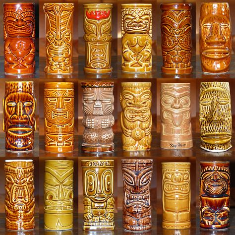 Mocktail Bar, Tiki Glasses, Tiki Hawaii, Tiki Mugs, Tiki Decor, Tiki Bar Decor, Tiki Lounge, Tiki Mug, Tiki Art