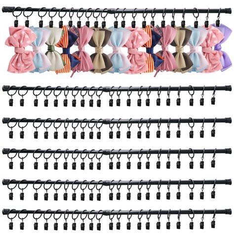 PRICES MAY VARY. SET PACKAGE - You will receive 5 sets of wall hanging headband holder organizers, including 5 length adjustable rods, 125 bow hanger clips with ring, and 4 wall hooks, together with 20 matched screws, and you can use them in a combination to organize hair bow for girls, sufficient quantity to satisfy your use in daily life. HIGH QUALITY - Our headband organizer for baby girl is made of high-quality metal materials, reliable and sturdy enough, not easy to break or deform, hard to Bow Storage Frame, Hidden Bow Storage, Soft Headband Organizer, Organizing Hair Accessories Target, Curtain Rod Headband Holder, Bow And Headband Wall Organizer, Nylon Headband Storage, Bow Headband Display Craft Show, Headband Organizer Ikea