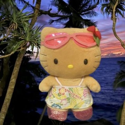 cute hello kitty stuffed bear at the beach 헬로키티 배�경화면, Coconut Dream, Cute Summer Wallpapers, Malibu Barbie, Hello Kitty Pictures, Hello Kitty Plush, Hello Kitty Items, Cute Stuffed Animals, Pink Summer