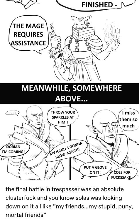 Adoribull Dragon Age, Dragon Age Inquisition Funny, Dragon Age Inquisition Solas, Dragon Age Comics, Da Inquisition, Solas Dragon Age, Dragon Age Memes, Dragon Age Funny, Dragon Age Romance