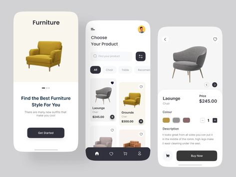 Furniture App Design by Ashik on Dribbble Furniture App Design, Mobile App Inspiration, Furniture Store Design, App Design Layout, Ui Ux App, Ads Creative Advertising Ideas, Navigation Design, Home Bar Design, Mobile App Design Inspiration