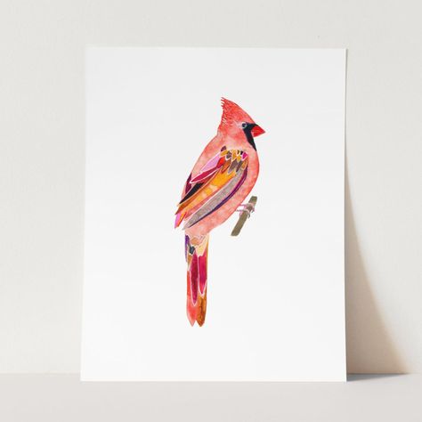 Red Cardinal Red Cardinal Watercolor Bird Paintings, Cardinal Paintings, Cardinal Watercolor, Cardinal Print, Cardinal Painting, Learn Watercolor, Red Art Print, Watercolor Red, Red Cardinal