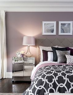 Kylemore Communities Peyton Model Home | Jane Lockhart Interior Design Teen Bedroom Wall Decor, Small Bedroom Ideas For Couples, Colorful Bedroom Decor, Bedroom Colour, Purple Bedrooms, Bedroom Wall Colors, Woman Bedroom, Bedroom Color Schemes, Room Color