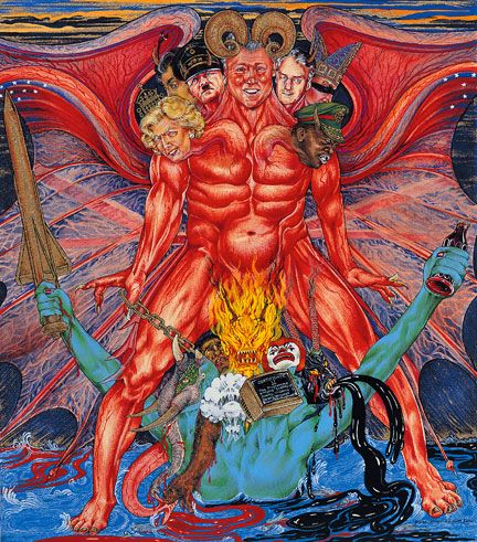 The Beast of Revelation(After William Blake) William Blake Paintings, William Blake Art, Beast Of Revelation, Monster Inspiration, Indian Miniature, William Blake, Artwork Images, Amazing Art Painting, Paint Print