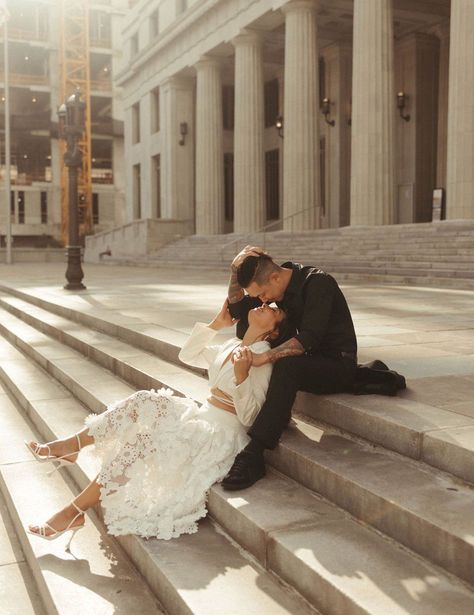 Civil Wedding Celebration, Wedding Looks For Bride, Civil Wedding Reception Ideas, Civil Wedding Backdrop, Civil Wedding Reception, Courthouse Photoshoot, Elopement Courthouse, Elopement Photoshoot, Courthouse Wedding Photos