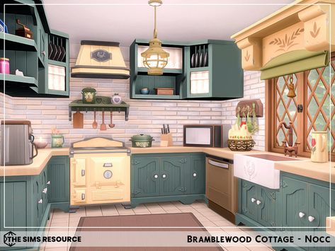 Sims 4 Cottage Living Kitchen, Sims Cottage Living Cc, Sims Country Kitchen, Cottage Living Homes Sims 4, Sims Cottage Interior, Sims 4 Cottage Kitchen, Small Country Kitchens, Sims 4 Cottage, Cottagecore Kitchen