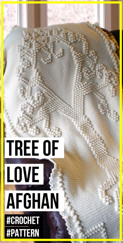 Easy Crochet Afghan, Crochet Wedding Gift, Wedding Crochet Patterns, Chevron Crochet Blanket Pattern, Afghan Crochet Patterns Easy, Tree Of Love, Crochet Blanket Chevron, Heirloom Blanket, Crochet Tree