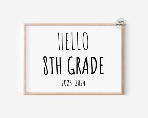 First Day Of School Photo, Printable Photo Props, Tenth Grade, Ninth Grade, Download Sign, School Photo, Preschool Printable, Seventh Grade, Download Poster