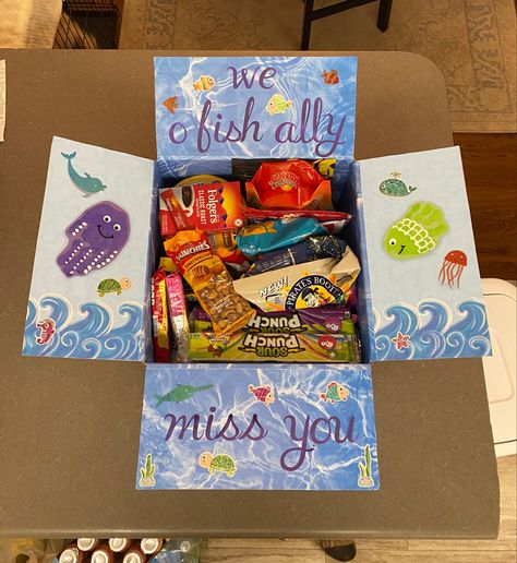 Miss You Care Package, Navy Deployment Care Packages, Football Care Package, Navy Care Package, Military Care Package Ideas, Care Package Ideas For Boyfriend, Army Care Package, Care Package Decorating, Deployment Care Package Ideas