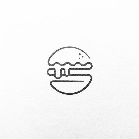 186 Likes, 5 Comments - logos | graphic designs (@logoexposure) on Instagram: “Follow @logoexposure for more Design Inspirations. .  Minimalist burger . Tag someone who would…” Minimalist Food Logo, Burger Graphic Design, Resturant Logo, Burger Branding, Circular Logo Design, Burger Icon, Burger Logo, Food Logos, Burger Shop