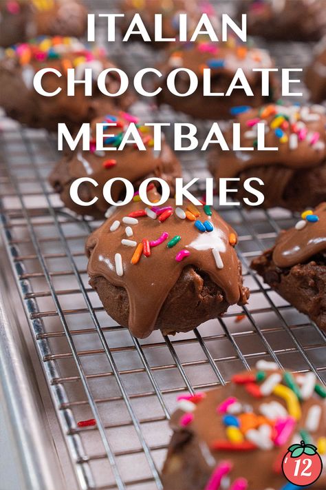 Italian Chocolate Meatball Cookies | 12 Tomatoes Chocolate Meatball Cookies, Italian Meatball Cookies, Chocolate Spice Cookies, Meatball Cookies, Soft Chocolate Cookies, Nuts And Chocolate, Soft Chocolate Cookie, Christmas Baking Cookies, Italian Meatball