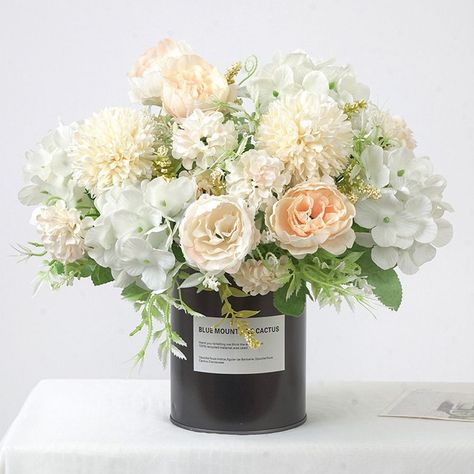 7-heads Artificial Peony Flower Simulation Hydrangea Flower Real Touch Flower Arrangement Home Flower Arrangements For Cemetery, Cemetery Wedding, Faux Bouquet, White Flower Bouquet, Bouquet Home Decor, Wedding Bouquets Bride, Hydrangea Bouquet, Artificial Bouquet, Silk Peonies