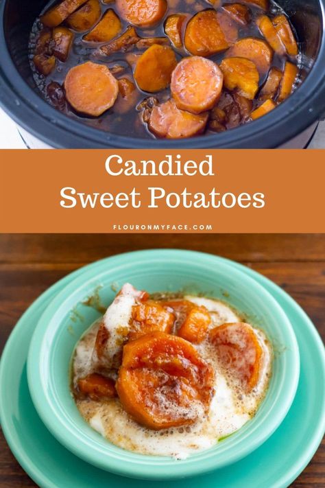 Crock Pot Candied Sweet Potatoes is a perfect holiday side dish recipe. Candied Sweet Potato Recipes, Slow Cooker Candy, Crock Pot Sweet Potatoes, Sweet Potato Flour, Crockpot Candy, Canning Sweet Potatoes, Sweet Potatoes Recipe, Thanksgiving Side Dishes Easy, Crock Pot Potatoes