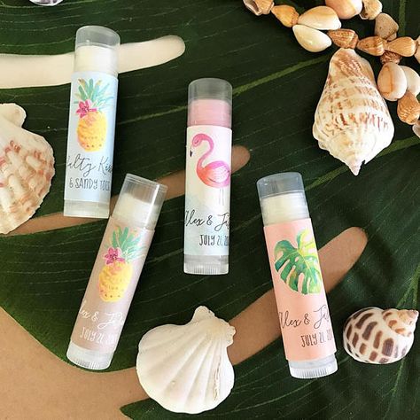 Wedding Souvenirs For Guests, Pineapple Favors, Beach Bridesmaids, Personalized Lip Balm, Tropical Bachelorette, Lip Balm Favors, Lip Balm Labels, Ocean Reef, Tropical Bridal Showers