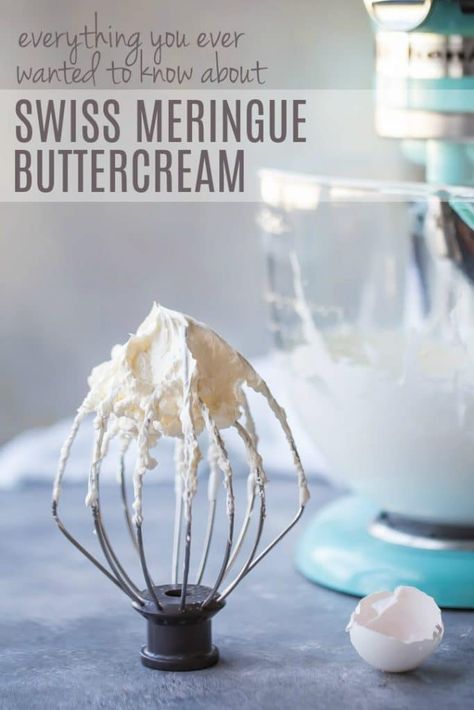 Everything you've ever wanted to know about Swiss meringue buttercream: from how it's made and stored, to what to use it for, and how to flavor it in all sorts of ways. You'll love this light, silky frosting so much! #frosting #icing #recipe #vanilla #chocolate #cake #swissmeringue #strawberry #decorating #raspberry #flavors #filling #howtomake #techniques #tutorial #smooth #ideas Cake Frosting Techniques, Vanilla Buttercream Icing, Frosting Techniques, Cake Decorating Icing, Vanilla Cupcake Recipe, Chocolate Buttercream Frosting, Meringue Buttercream, Swiss Meringue Buttercream, Swiss Meringue