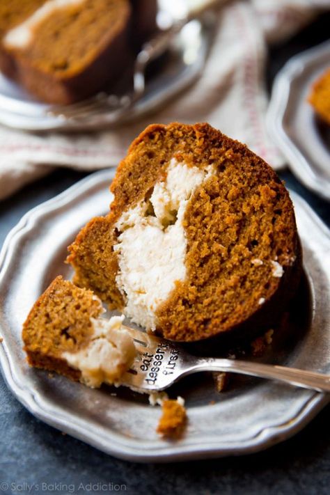 Pumpkin Cream Cheese Bundt Cake | Sally's Baking Addiction Pumpkin Cream Cheese Bundt, Ice Cream Sandwich Bar, Cream Cheese Bundt Cake, Pumpkin Bundt, Luxurious Resort, Pumpkin Cheesecake Bars, Pumpkin Bundt Cake, The Poconos, Pumpkin Cream Cheese