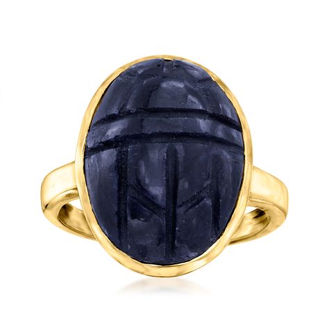 16.00 Carat Sapphire Scarab Ring in 18kt Gold Over Sterling Scarab Ring, Jewelry Presentation, Blue Aquamarine Ring, Sapphire Birthstone, 3 Carat Diamond, Pearl Strands Necklace, Diamond Tennis Necklace, Ring Sapphire, Ancient Designs