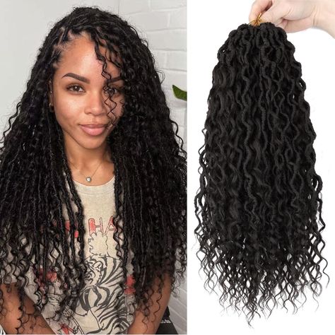 PRICES MAY VARY. Material: Made from high-quality sythetic fiber, This Goddess locs crochet hair offer the perfect balance of softness and durability.The natural-looking texture mimics real hair, ensuring a seamless blend with your natural hair. Natural Looking,No Smell,Not Rough,not easy to separate. Packing:8 Packs/Lot,12 Strands/Pack,Total 96 Strands,Usually 6-8 Pack Is Enough For a Full Head. Handmade Faux Locs Crochet Hair Comes In Variety Of Lengths And Colors,Allowing You To Customize You Boho Faux Locs Crochet, Locs Fashion, Black Women Boho, Boho Faux Locs, Soft Locs Crochet, Pre Looped Crochet Hair, Locs Goddess, Goddess Locs Crochet, Goddess Faux Locs