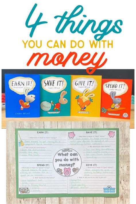 Increase financial literacy in your littles by using this template to guide your discussions about earning, spending, saving and giving money! Teaching economics skills early is vital for their future. Economics lessons // lessons about money for kids // how to teach kids about money #economicslessons #teachkidsaboutmoney #lessonsaboutmoneyforkids Home Economics Lessons For Elementary, Money Literacy, Teaching Kids Money Management, Money Kindergarten, Kindergarten Journals, Money Increase, Finance Literacy, Financial Literacy Activities, Money For Kids