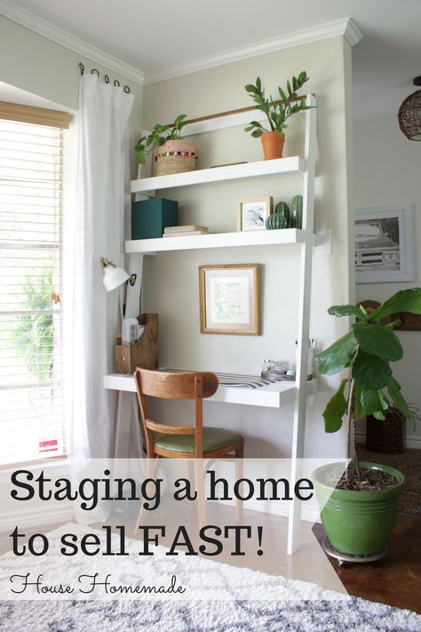 Tips and tricks for staging a home to sell FAST! | House Homemade Desk Revamp, Decluttering Motivation, Desk Organization Tips, Desk Organization Ideas, Organization Desk, Staging A Home, Cubicle Makeover, Organization Office, Cheap Office Furniture