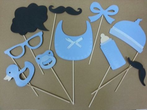 Baby Shower Photo Booth Ideas, Baby Shower Props Diy, Baby Shower Props, Baby Shower Photo Booth Props, Trendy Party Decor, Mustache Baby Shower, Photobooth Props, Baby Shower Photo Booth, Unisex Baby Shower