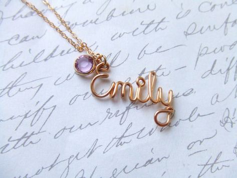 14K Gold Filled Custom Name Necklace, Girls Name Gifts, Bridesmaid Gifts, Wire Wrapped Name, Girlfriend Gift, Jewelry Gifts Under 30 Name Girlfriend, Wire Lettering, Wire Writing, Wire Letters, Personalized Gold Necklace, Bridal Statement Earrings, Gifts Bridesmaid, Bridemaids Gifts, Christmas Gifts For Girlfriend