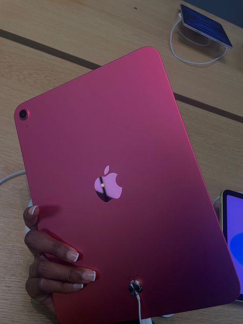 Hot Pink Ipad Aesthetic, Hot Pink School Aesthetic, Apple Products Pink, Ipad Pics Aesthetic, Pink Ipad Asthetic, Pink I Pad Aesthetic, Ipad Girly Aesthetic, Pink Gifts Aesthetic, Ipad Generation 10