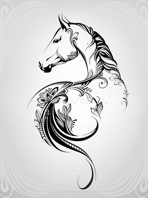 Horse Head Tattoo, Snowman Tattoo, Silhouette Arte, Modele Zentangle, Darkside Tattoo, Ethereal Tattoos, Tattoo Line Art, Drawing Horse, Horse Tattoo Design