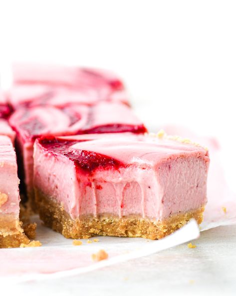 Roasted Strawberry Cheesecake | Buttermilk By Sam Roasted Strawberry Cheesecake, Strawberry Cheesecake Bars, Mothers Day Desserts, Pink Food, Roasted Strawberries, Vegan Cheesecake, A Piece Of Cake, Think Food, Grapefruit Juice