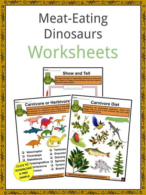 This is a fantastic bundle which includes everything you need to know about the meat-eating dinosaurs across 25 in-depth pages. These are ready-to-use Meat-Eating Dinosaurs worksheets that are perfect for teaching students about the any animal that feeds on other animals through hunting their prey, or that has a diet consisting of meat, is classified as carnivorous. In this module, we are going to focus on meat-eating dinosaurs. Dinosaur Worksheets, Dinosaur Theme Preschool, Plant Adaptations, Dinosaur Plant, Plants Worksheets, Plant Eater, Dinosaur Facts, Plant Activities, Animal Adaptations