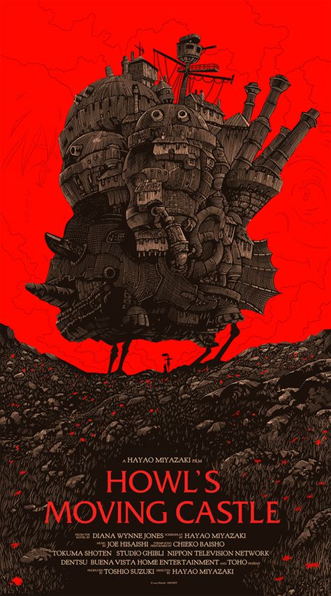 Howls Moving Castle Movie, Howl's Moving Castle Poster, Olly Moss, Castle Movie, 하울의 움직이는 성, Best Movie Posters, Film Anime, Film Poster Design, Howl's Moving Castle