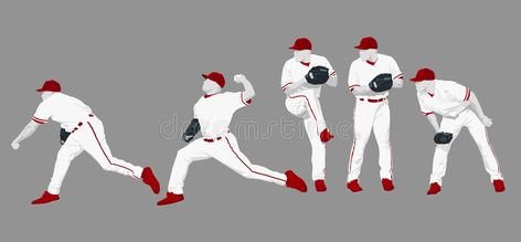 Pitch Sequence. Five poses of a baseball pitcher thowing a ball. Can be used as , #Sponsored, #pitcher, #thowing, #ball, #baseball, #Pitch #ad Sequence Illustration, Pitcher Drawing, Baseball Project, Baseball Silhouette, Sequence Game, Baseball Pitcher, Baseball Pitching, Music Illustration, Vintage Poster Design