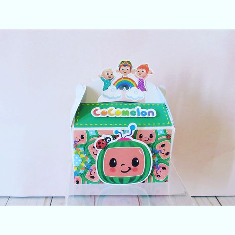 Cocomelon party favor gable box #cocomelon #cocomelonparty #cocomelonpartydecor #cocomelontreatbox #cocomelonpartyfavors #cocomelongablebox #cocomelon1stbirthday #kidsparty Cocomelon Party Favor Boxes, Cocomelon Treat Boxes, Cocomelon Party Boxes, Cocomelon Candy Boxes, Cocomelon Gable Boxes, Cocomelon Favor Boxes, Gable Boxes Ideas Birthday Parties, Party Favour Ideas, Birthday Cocomelon