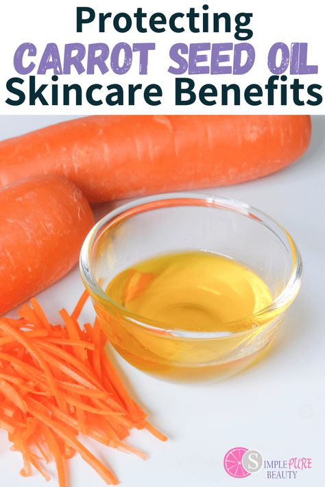 Carrot Seed Oil is a moisturizing oil that rejuvenates skin. This oil helps increase cell turnover which will help you get brighter and younger looking skin. Carrot Seed Oil is used in sunscreens and other products that protect skin from UV damage. Carrot Seed Oil can protect skin from environmental damage and free-radical damage. This oil moisturizes skin and can help repair dry and damaged skin. Carrot Seed Oil is anti-inflammatory and can help soothe dry and irritated skin. Carrot Oil Benefits, Carrot Seed Oil Benefits, Oil Benefits For Skin, Sunscreen Recipe, How To Plant Carrots, Carrot Benefits, Oil Substitute, Carrot Oil, Carrots Oil