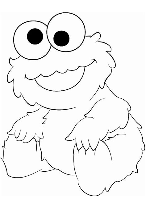 Cookie Monster Coloring Pages, Cookie Monster Drawing, Elmo Coloring Pages, Baby Cookie Monster, Baby Cookie, Coloring Printables, Dibujo Simple, Monster Coloring Pages, Kitty Christmas