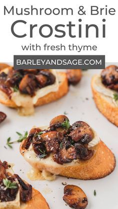 Mushroom Brie Recipes, Brie Mushroom Appetizer, Mushroom Brie Appetizers, Brie And Mushroom Appetizer, Mushroom Crostini Appetizers, Crostini Appetizers Brie, Christmas Brie Appetizers, Fall Brie Appetizer, Savory Brie Recipes