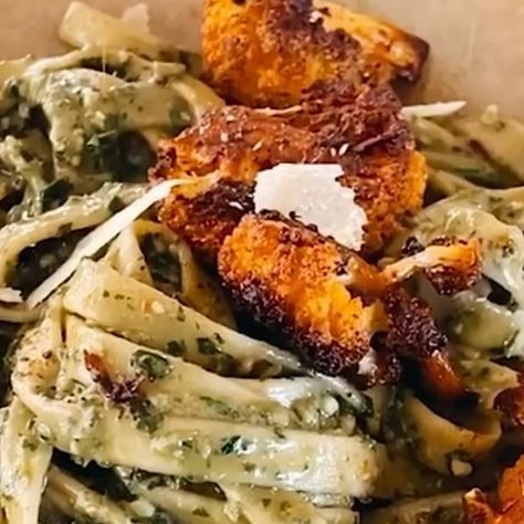 Tieghan Gerard on Instagram: "crispy roasted cauliflower with creamy pesto pasta. everyone’s favorite monday dinner...that crispy roasted cauliflower makes it totally healthy ;) and addicitingly delicious. it’s creamy, a little spicy, and the easiest to make. basically, everything you want out of a REALLY GOOD homemade pasta. recipe in profile and —> https://www.halfbakedharvest.com/creamy-pesto-pasta/" Crispy Roasted Cauliflower, Monday Dinner, Tieghan Gerard, Creamy Pesto Pasta, Homemade Pasta Recipe, Creamy Pesto, Pesto Pasta, Homemade Pasta, Roasted Cauliflower