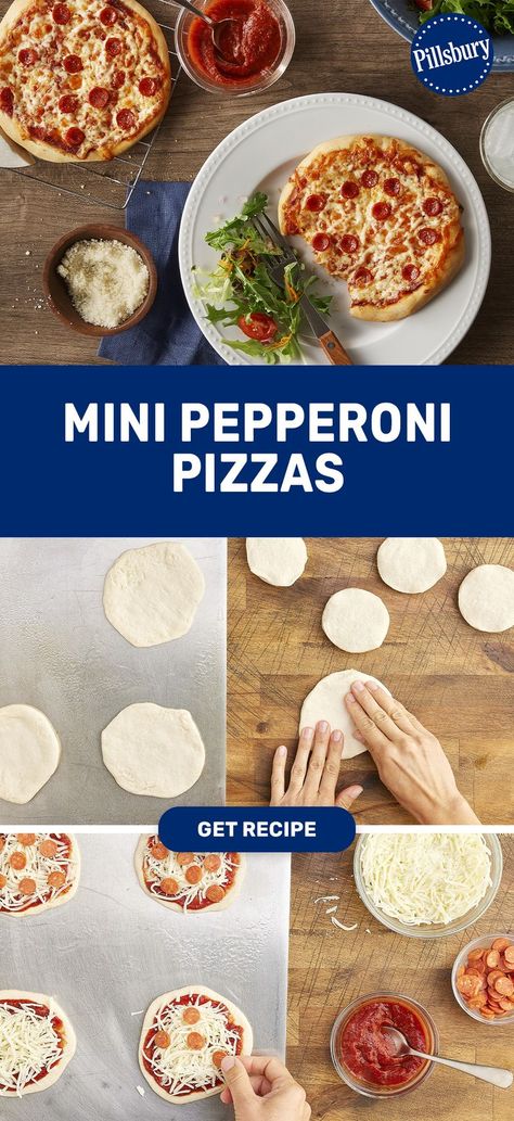 mini pizza, mini pizza recipe, cheese pizza, how to make pizza crust, how to make mini pizzas, how to make pizza at home, easy dinner recipes for beginners, quick dinner ideas for family, kid-friendly cooking Pillsbury Pizza Crust Recipes, Kids Pizza Recipes, Make Pizza At Home, Easy Diner, Mini Pizza Recipes, Pizzas Recipe, Mini Pie Crust, Cheese Pizza Recipe, Preschool Cooking