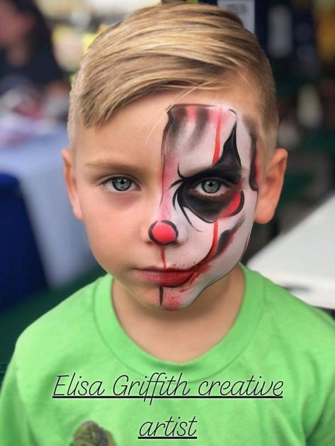 Maquillage Halloween Clown, Kids Halloween Face, Face Painting Halloween Kids, Halloween Face Paint Designs, Easy Halloween Face Painting, Halloween Makeup For Kids, Clown Face Paint, Magic Inspiration, Face Painting For Boys