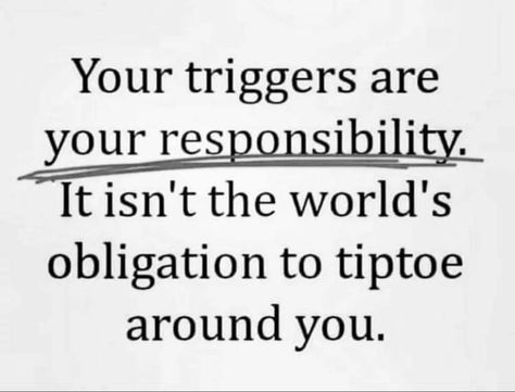 Triggers Not My Responsibility, My Responsibility, Reality Bites, I Am Creative, Mental Health Facts, Life Lesson, Mental And Emotional Health, Psychiatry, Healing Quotes