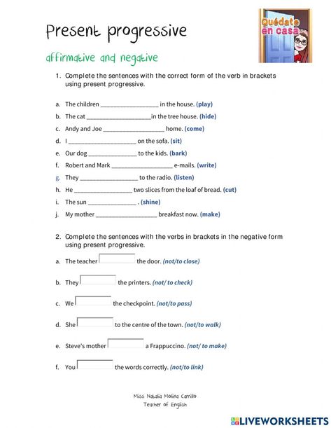 Spanish Present Progressive Worksheets, Present Progressive Worksheet, Present Progressive Worksheet For Kids, Present Perfect Continuous Worksheets With Answers, Present Simple Vs Present Continuous Grammar Worksheets Free, Present Progressive Tense, Volume Worksheets, Fraction Chart, Bingo Patterns