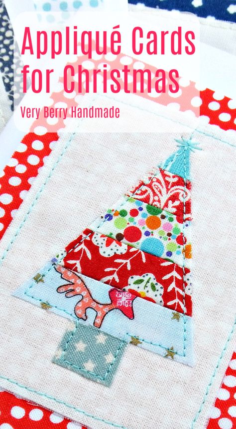 Tutorial: Appliqué Christmas cards Fabric Note Cards, Fabric Christmas Cards, Christmas Car Decorations, Christmas Cars, Cars Decorations, Tree Applique, Sew Christmas, Christmas Boutique, Postcard Ideas