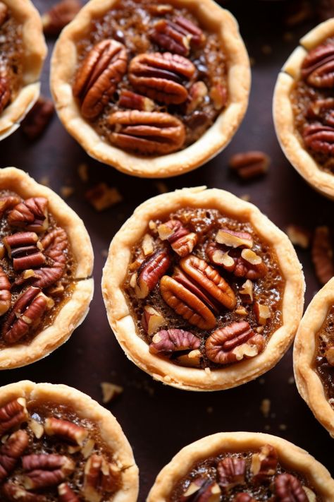 Mini Pecan Pies Mini Pecan Pie Recipes, Just Pies, Store Bought Pie Crust, Creamed Peas, Mini Pecan Pies, Pecan Pies, Pecan Pie Recipe, Lemon Cookies, Pecan Pie